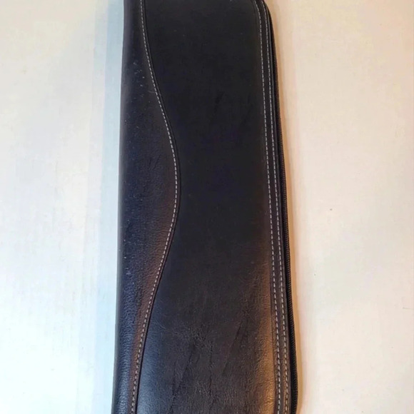 GEOFFREY BEENE Black Leather Tie Case Holder Travel Case Vintage - Picture 10 of 11